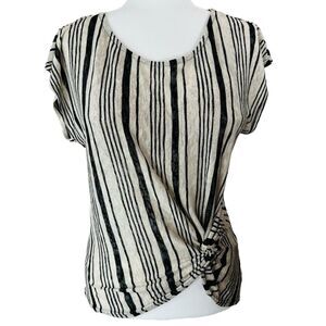 W5 Tops Women’s Size Large Black Oat Striped Short Sleeve NWT